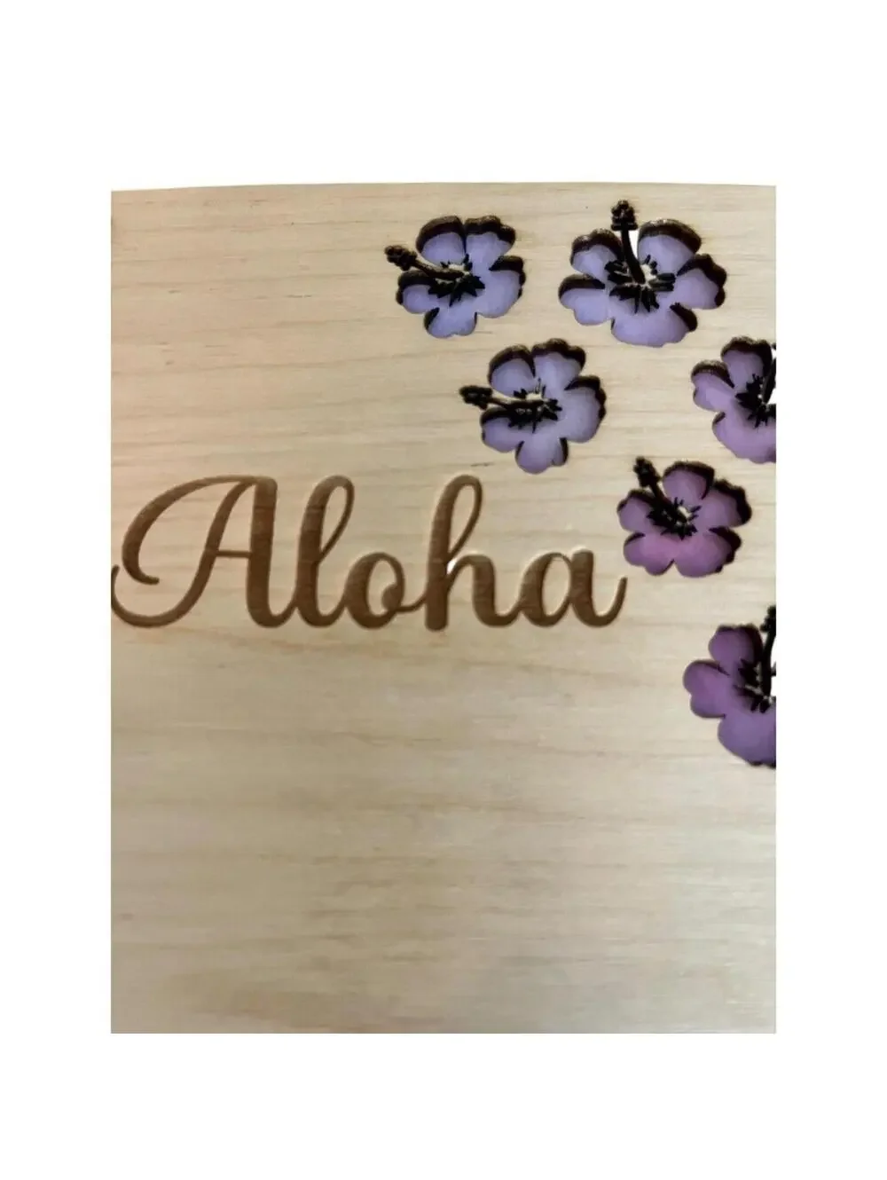 Aloha and Flowers Wooden Covered Notebook/Journal 5x7 Laser 80 Pages New W Tags